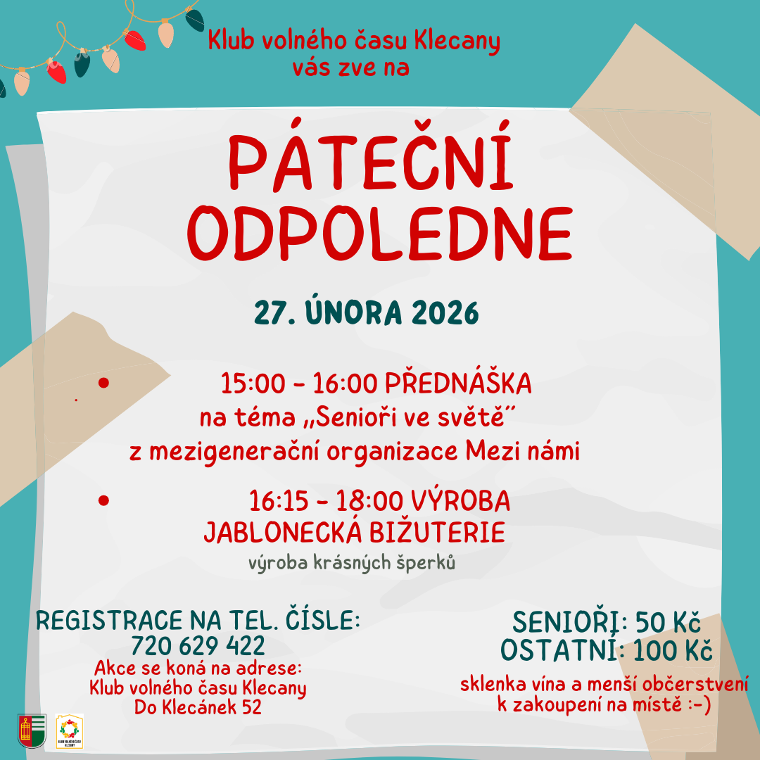 Tradiční páteční odpoledne v Klubu volného času Klecany