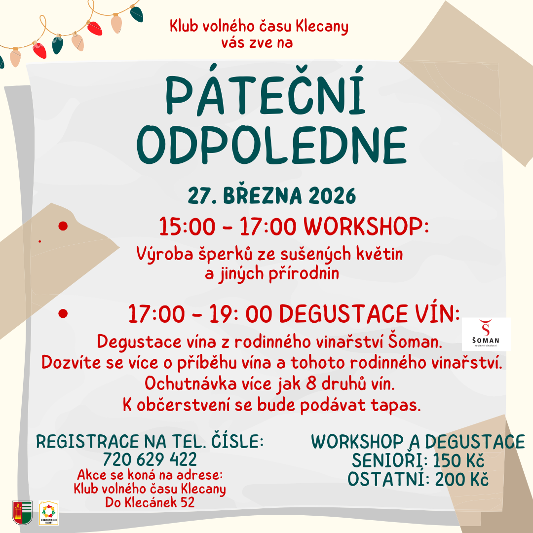 Páteční odpoledne v Klubu volného času Klecany
